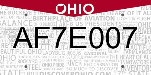 AF7E007 Ohio License Plate