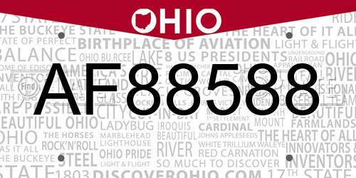 AF88588 Ohio License Plate