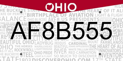 AF8B555 Ohio License Plate