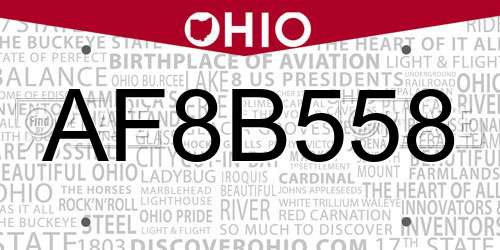AF8B558 Ohio License Plate
