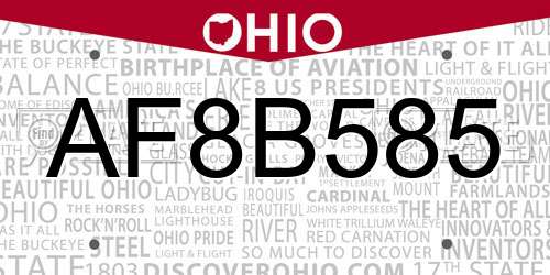 AF8B585 Ohio License Plate