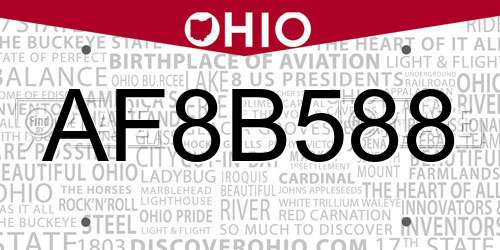 AF8B588 Ohio License Plate