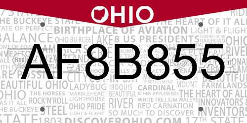 AF8B855 Ohio License Plate