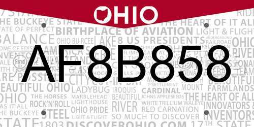 AF8B858 Ohio License Plate
