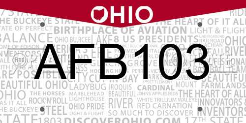 AFB103 Ohio License Plate