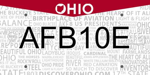 AFB10E Ohio License Plate