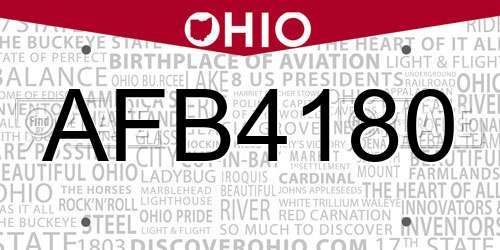 AFB4180 Ohio License Plate