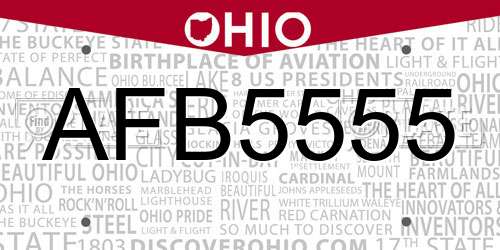 AFB5555 Ohio License Plate