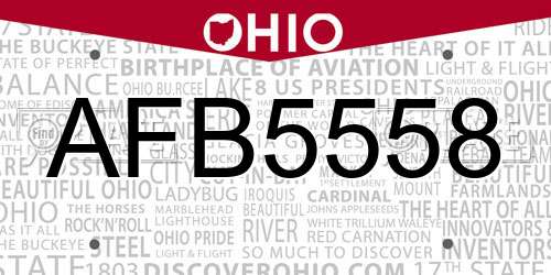 AFB5558 Ohio License Plate