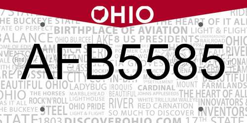 AFB5585 Ohio License Plate