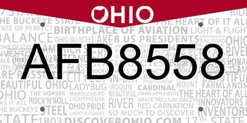 AFB8558 Ohio License Plate