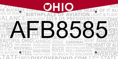 AFB8585 Ohio License Plate