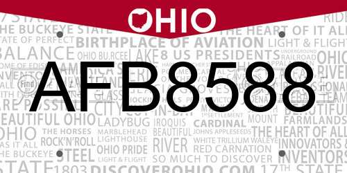 AFB8588 Ohio License Plate