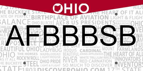 AFBBBSB Ohio License Plate