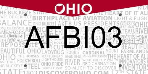 AFBI03 Ohio License Plate