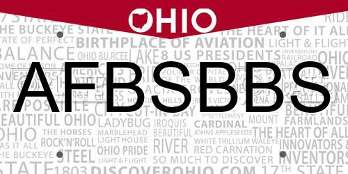 AFBSBBS Ohio License Plate