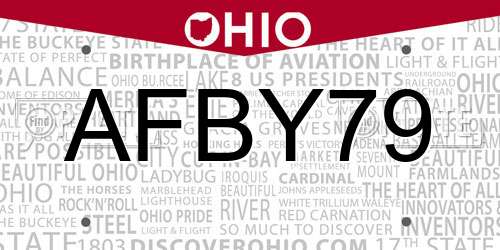 AFBY79 Ohio License Plate