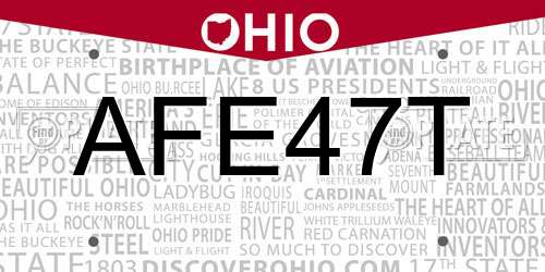AFE47T Ohio License Plate
