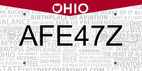 AFE47Z Ohio License Plate