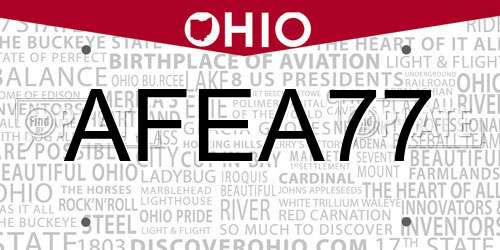 AFEA77 Ohio License Plate
