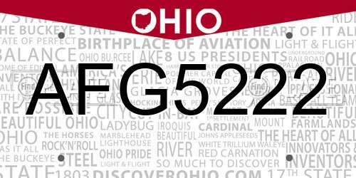 AFG5222 Ohio License Plate