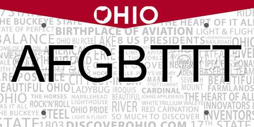 AFGBTTT Ohio License Plate