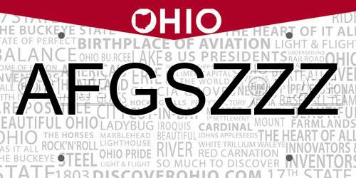 AFGSZZZ Ohio License Plate