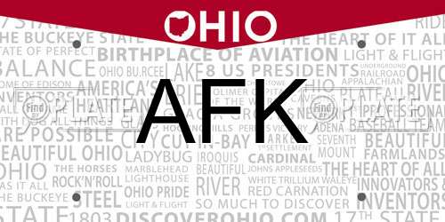 AFK Ohio License Plate