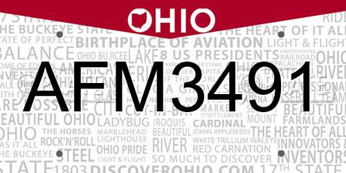 AFM3491 Ohio License Plate