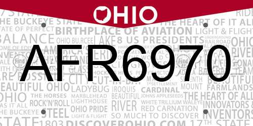 AFR6970 Ohio License Plate