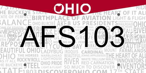 AFS103 Ohio License Plate