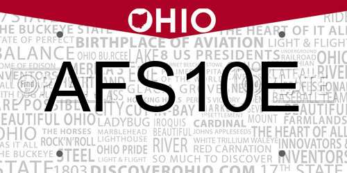 AFS10E Ohio License Plate