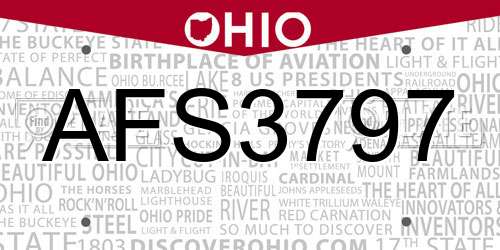 AFS3797 Ohio License Plate