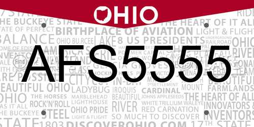 AFS5555 Ohio License Plate
