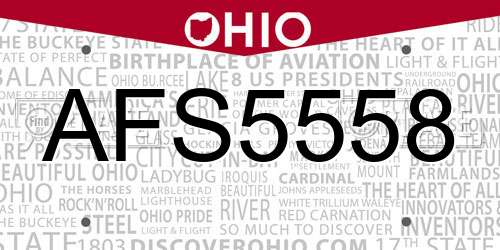 AFS5558 Ohio License Plate