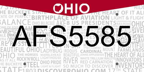 AFS5585 Ohio License Plate