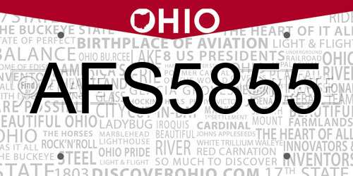 AFS5855 Ohio License Plate