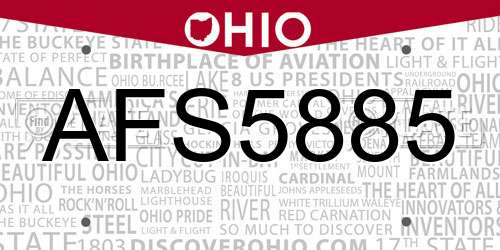 AFS5885 Ohio License Plate