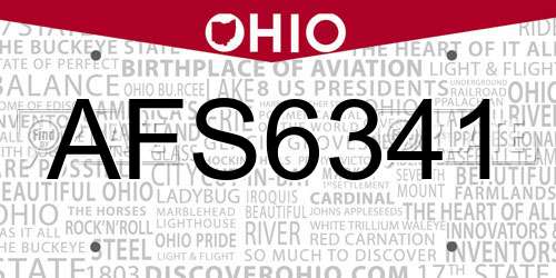 AFS6341 Ohio License Plate