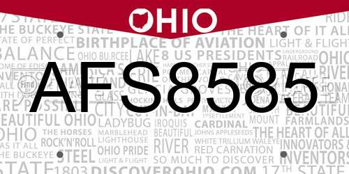 AFS8585 Ohio License Plate
