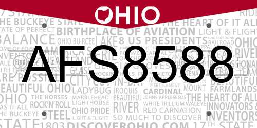 AFS8588 Ohio License Plate