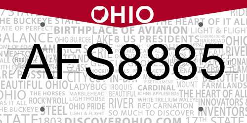 AFS8885 Ohio License Plate