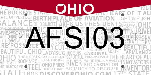 AFSI03 Ohio License Plate