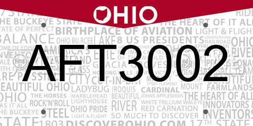 AFT3002 Ohio License Plate