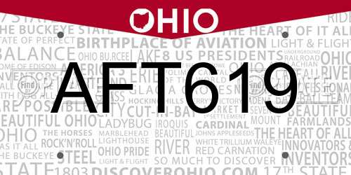 AFT619 Ohio License Plate