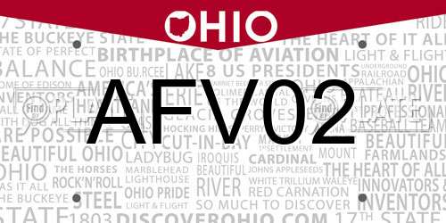 AFV02 Ohio License Plate