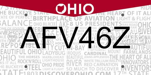 AFV46Z Ohio License Plate