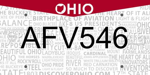 AFV546 Ohio License Plate