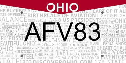 AFV83 Ohio License Plate