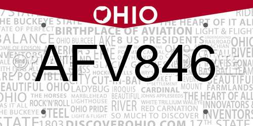 AFV846 Ohio License Plate